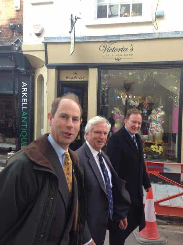 HRH Prince Edward on his way to the official opening of the Cave Tours February 2015, accompanied by Chris Heaps from DDPS and Sir Adrian White.